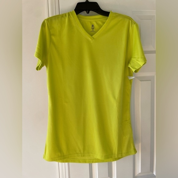 Green Layer Tops - 💕 NWOT Women High-Visibility Neon Micromesh Moisture Wicking V-neck T-shirt